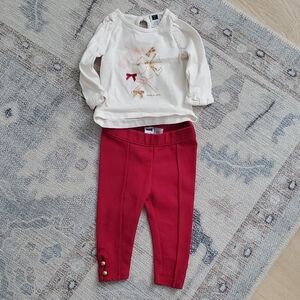 Janie and Jack Baby Girls Bow Top and Pants Matching Set Outfit Sz3-6m